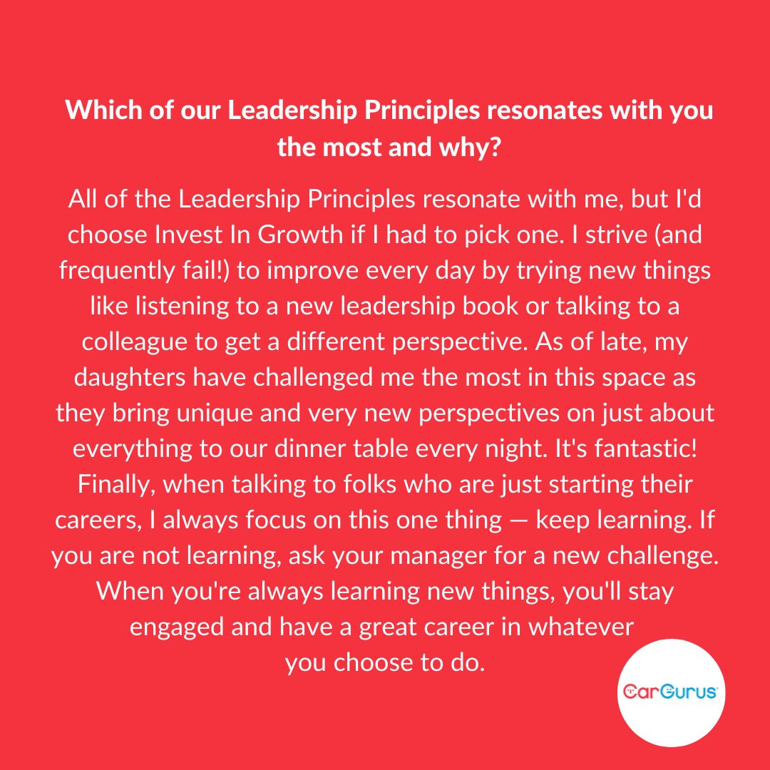 We're excited to welcome Matt Quinn, Chief Technology Officer, to the CarGurus team in our latest #meetthegurus spotlight! Learn why Matt's excited to join the team, which of our #leadershipprinciples resonates with him the most and much more below! #werehiring