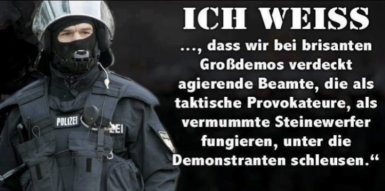 Eckhard Groß, 63, pensionierter Hauptkommissar: 👇

"Ich weiß, dass wir bei brisanten Großdemos verdeckt agierende Beamte, die als taktische Provokateure, als vermummte Steinewerfer fungieren, unter die Demonstranten schleusen. 1/x