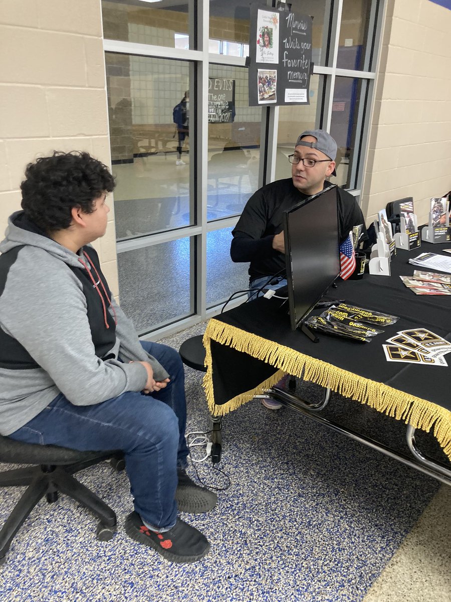 chguidance's tweet photo. A representative from the Army joined us at lunch today to answer questions and help students decipher their ASVAB scores. #CHBlue https://t.co/hFU11anE0V