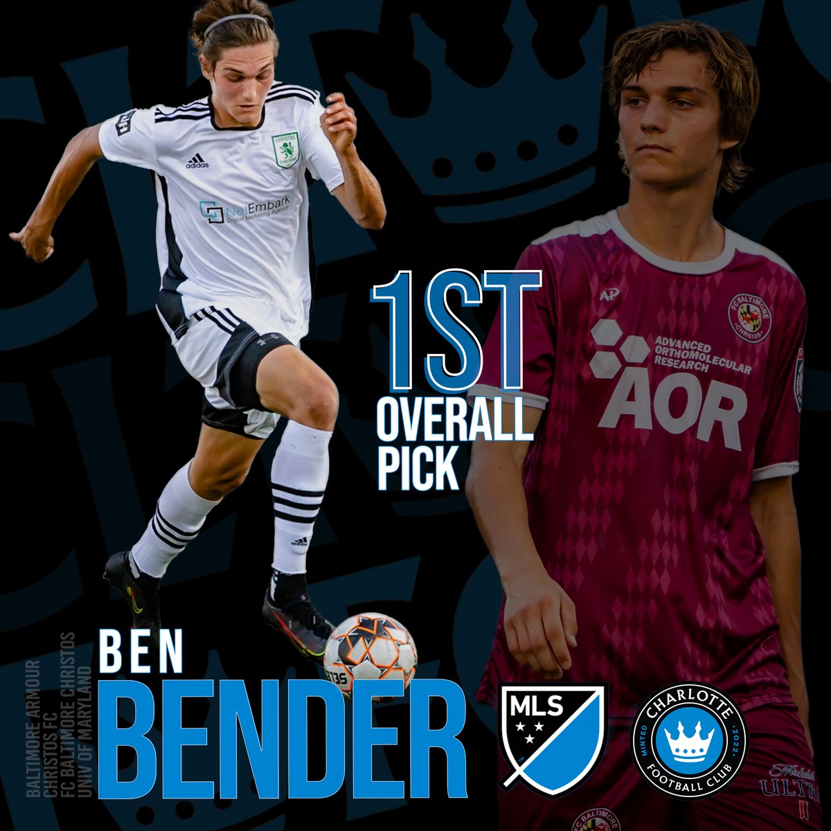 CONGRATS to Ben Bender - FIRST OVERALL in the @MLS #SuperDraft. #RepDMV @FCBChristos @NPSLSoccer @ChristosFC @DMVSoccer96 @CharlotteFC
