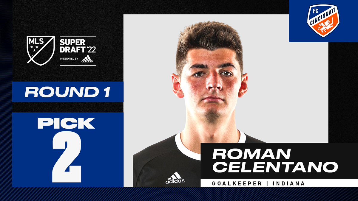 With the No. 2 overall pick in the 2022 MLS #SuperDraft, <a href="/fccincinnati/">FC Cincinnati</a> select goalkeeper Roman Celentano out of <a href="/IndianaMSOC/">Indiana Men's Soccer</a>!