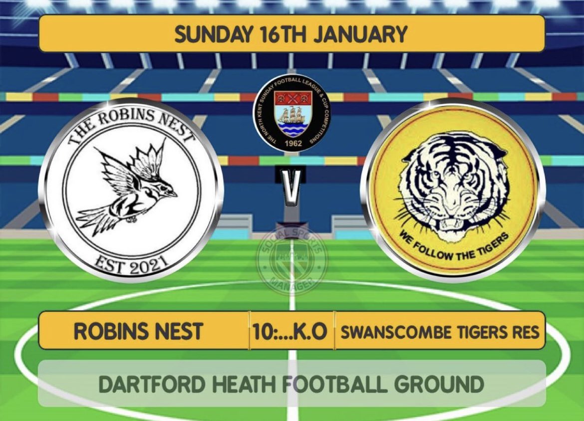 Big game this Sunday away to <a href="/robins_fc/">THE Robins Nest FC</a>