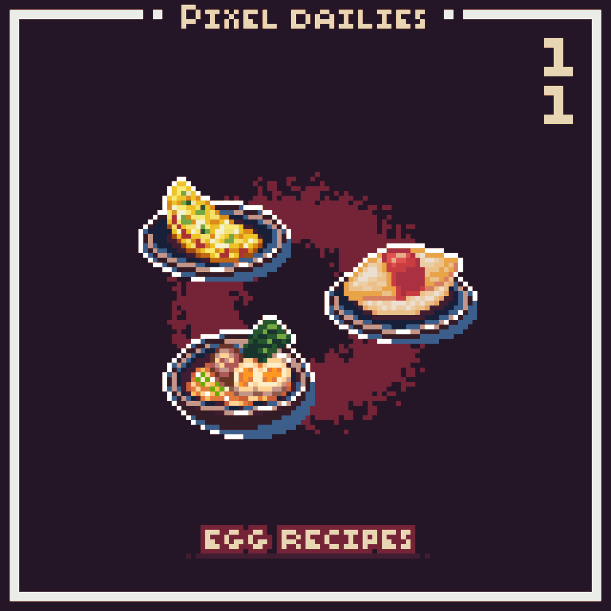 My #set of #EggRecipes for today! 🍳
Omelette, Omurice &amp; Ramen w/eggs.
<a href="/Pixel_Dailies/">Pixel Dailies</a> ♦ #pixel_dailies ♦ #pixelart
