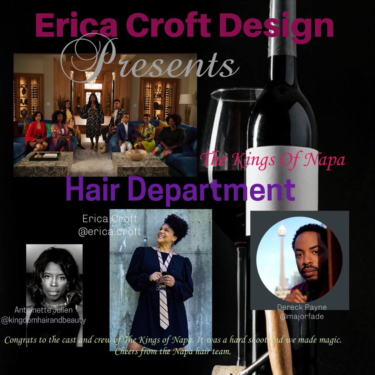 ecroftdesign's tweet photo. The Kings of Napa Hair team want to thank everyone who helped bring the King Family to life. 🥂🐎🐎🖤💫 https://t.co/WCSyFetaDR