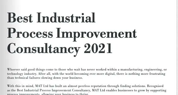 We are delighted to have be awarded the @SME__News...

Best IndustrialProcess Improvement Consultancy 2021

Click here to read more about it - sme-news.co.uk/issues/british…

#manufacturinghour