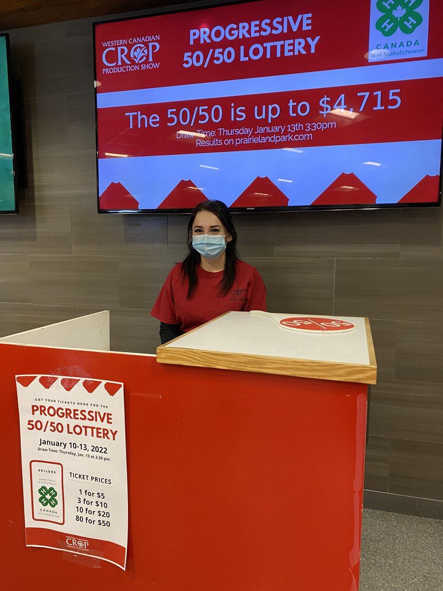 WCCPS_SK's tweet photo. The pot is growing! Please support the 4-H Saskatchewan Foundation by purchasing your 50/50 tickets from them in our main lobby. The winner takes half and the rest goes to supporting 4-H initiatives and Prairieland youth ag programs.
#WCCPS2022 #FutureLeadersInTheField #4HSask https://t.co/RdyosHwIcP