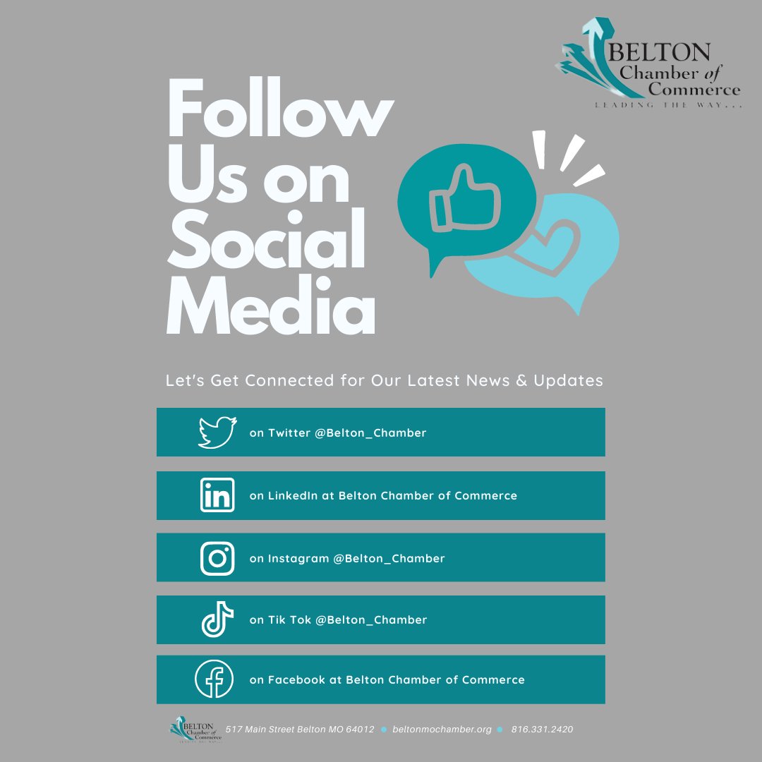 We've expanded our media platforms! Be sure to give us a like and a follow so you can stay up to date with all things Belton and Chamber related. Let's get connected!