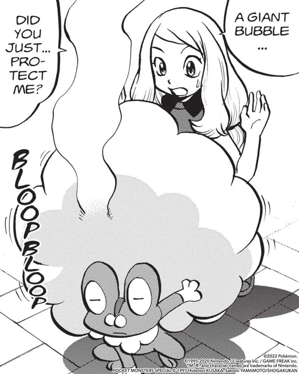 VIZMedia's tweet photo. Froakie to the rescue! 

via Pokémon Adventures: X•Y https://t.co/VzO53omZaK