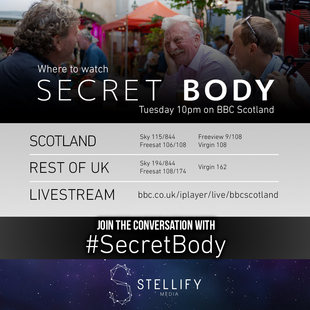 1 hour to go until Secret Body starts!
Here's everywhere you can watch it, don't forget to join the conversation using #SecretBody 
<a href="/kiltedcoaches/">The Kilted Coaches</a> <a href="/BBCScotland/">BBC Scotland</a>