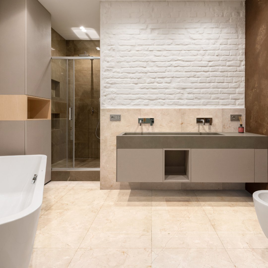 Pulycort's tweet photo. Today we are going to give you 3 reasons to use Crema Marfil marble in the bathroom:
1. Beauty
2. Hardness
3. Impermeability
+ info 👉 https://t.co/4TGv57OnaN
#bathroom #bathroomdesign #countertops https://t.co/AgxRkxtT6w