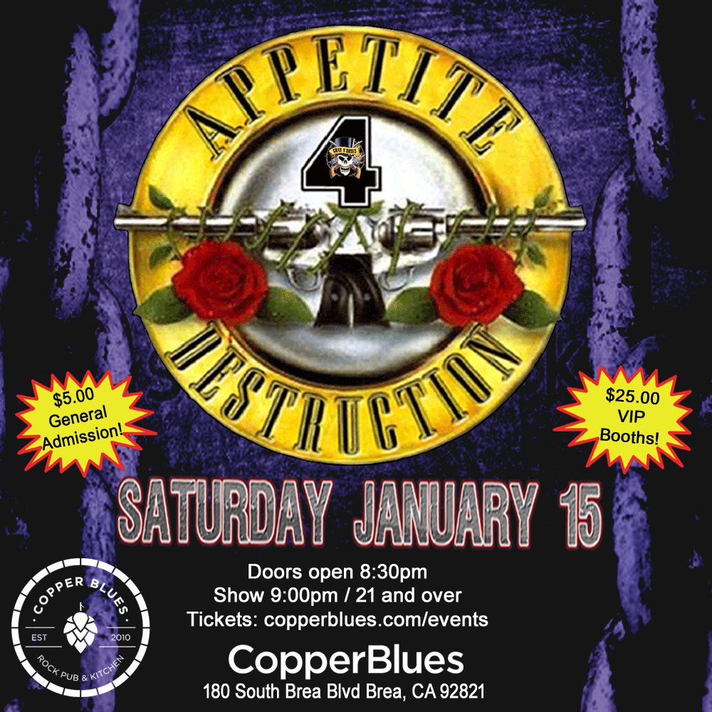 A4Destruction's tweet photo. This Saturday!
https://t.co/XdrDGXdARb
#GunsNRoses #OC #orangecounty #Anaheim #fullertonca #Breaca https://t.co/9OHDa2BTz2