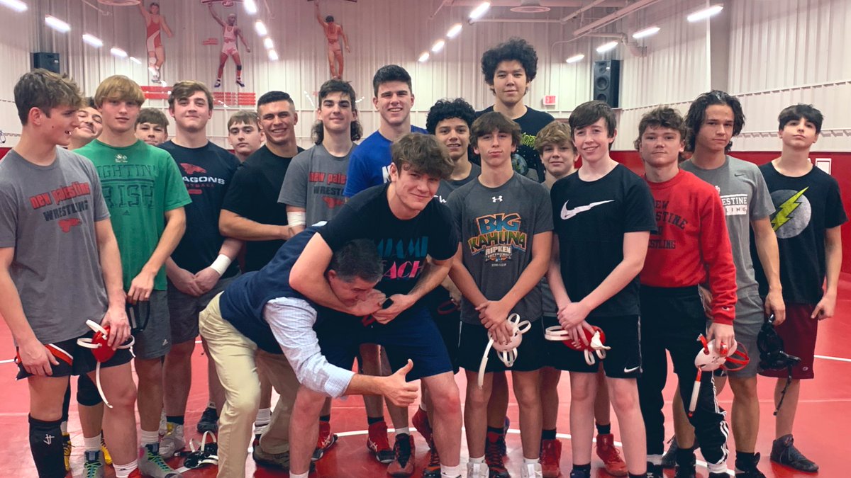 VoelzJames's tweet photo. This group is some of the hardest working athletes in our school. I am very proud of their improvement they have shown throughout the season. And…I’m not a fan of the wrestling move Jacob is showing me. The hold is a little tight!! @SouthernHancock @llantrip @NewPalWrestle https://t.co/dJu6CSzNBM