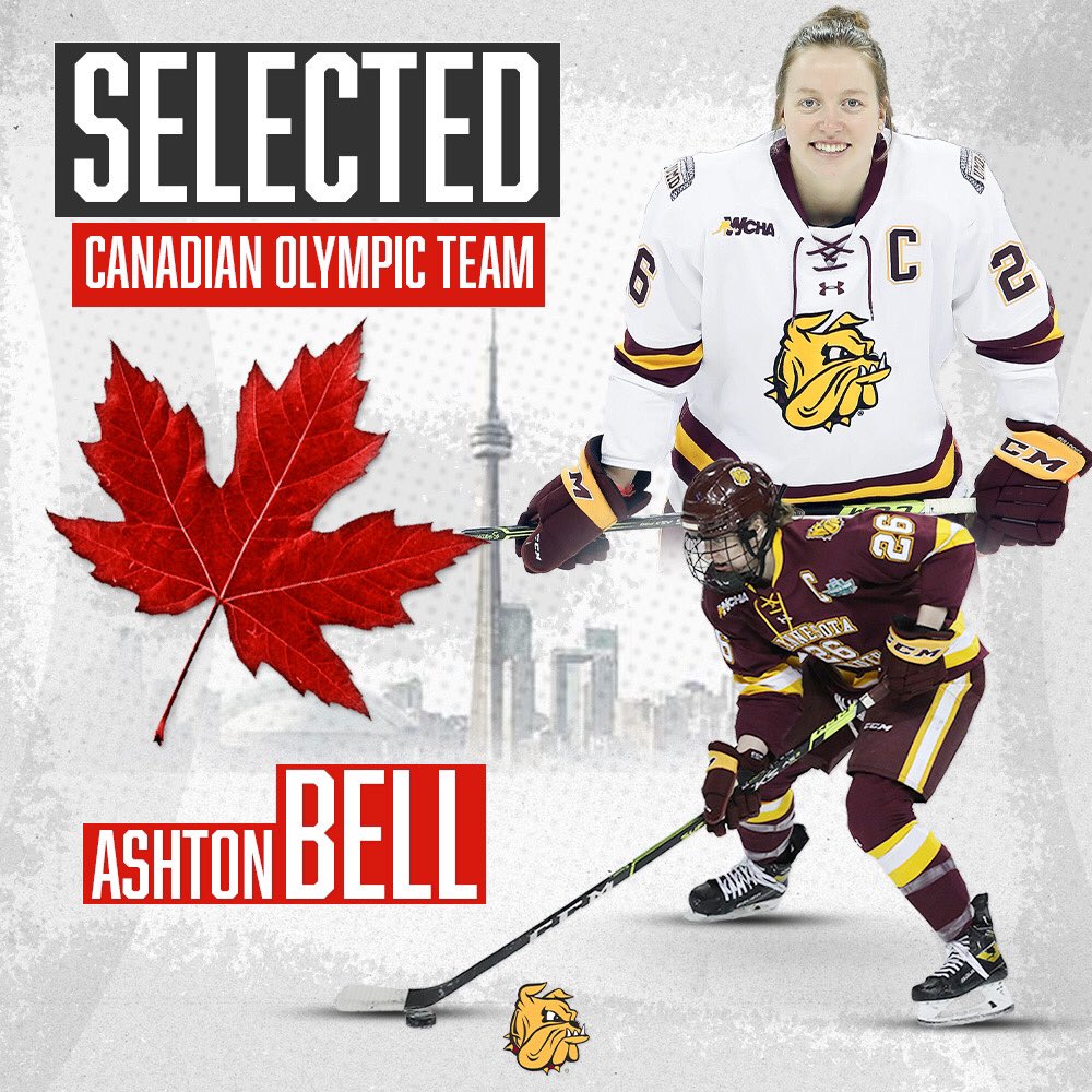 Ashton Bell, Olympian.

<a href="/Abell17Bell/">Ashton Bell</a> has been named to Team Canada for the 2022 Olympic Winter Games! Congratulations, Captain.

#GoDogs