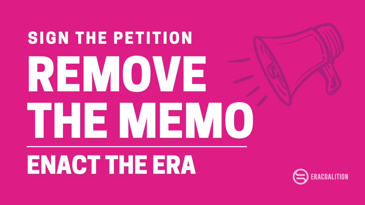 The National Women's Political Caucus is joining the @ERAcoalition effort to get @TheJusticeDept to remove the Jan 2020 OLC memo that bars the Archivist from publishing the Equal Rights Amendment. Sign the petition >> bit.ly/3n58h7d #EnactERA #RiseUP4ERA #ERANow