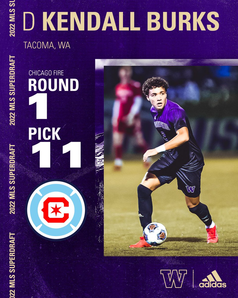 UW_MSoccer's tweet photo. Kendall Burks is off the board!

With the 11th overall pick in the @MLS #SuperDraft, Kendall Burks has been selected by the @ChicagoFire!!

Congratulations, Kendall!

#GoHuskies🐺 https://t.co/XKxvkuVpI1