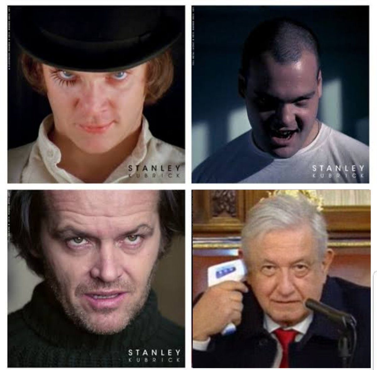 Johnny_Mofeta's tweet photo. La «mirada Kubrick» es un método de composición cinematográfica donde un personaje mira en dirección a la cámara inclinado hacia delante para transmitir a la audiencia que el personaje en cuestión está en el punto más alto de su trastorno mental. https://t.co/h0jtUkyhJZ