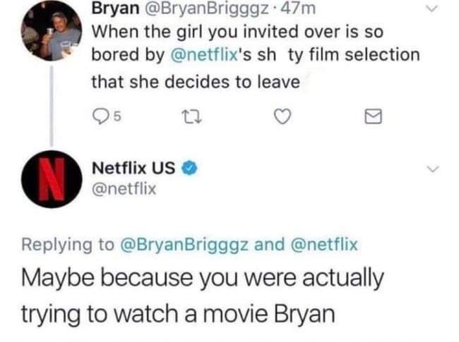 BrentJvV's tweet photo. Netflix got no chill 😂 https://t.co/iNZFEEY8iW
