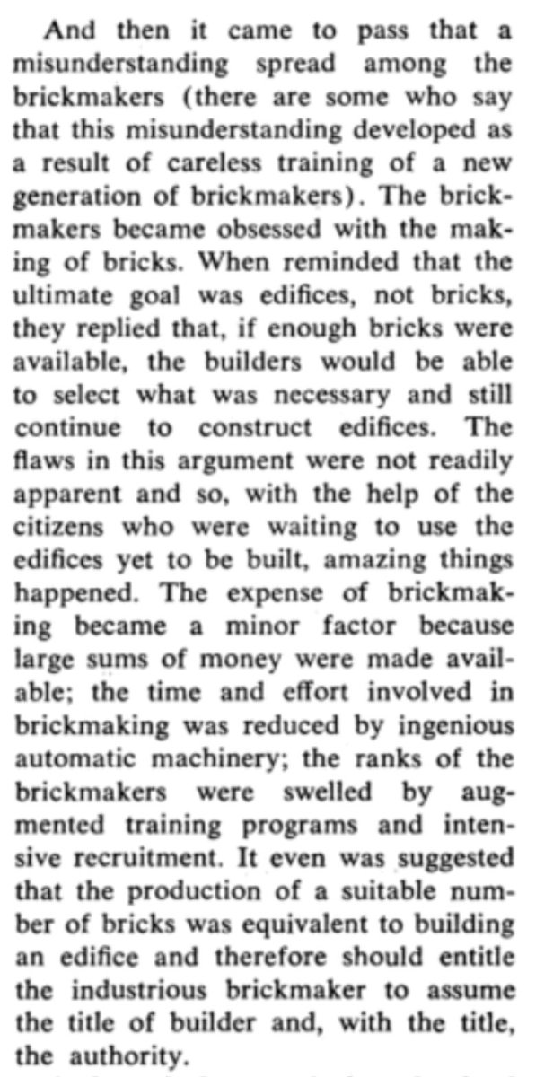 wgilpin0's tweet photo. Excerpts from “Chaos in the brickyard,” a 1963 letter to Science by Bernard Forscher about science as “brickmaking” as opposed to "building"
https://t.co/JbzqqfDbON https://t.co/AxZ4K19o67