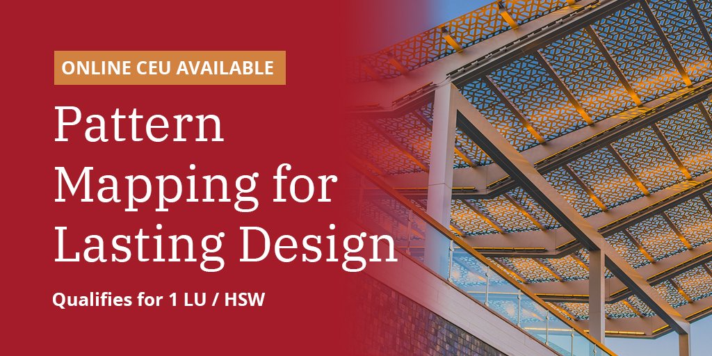 In need of CEU credits? Take our AIA approved Pattern Mapping for Lasting Design course to learn more about pattern design basics straight from our founder and CEO, Uriah Bueller. ow.ly/H7rG50GPeFj