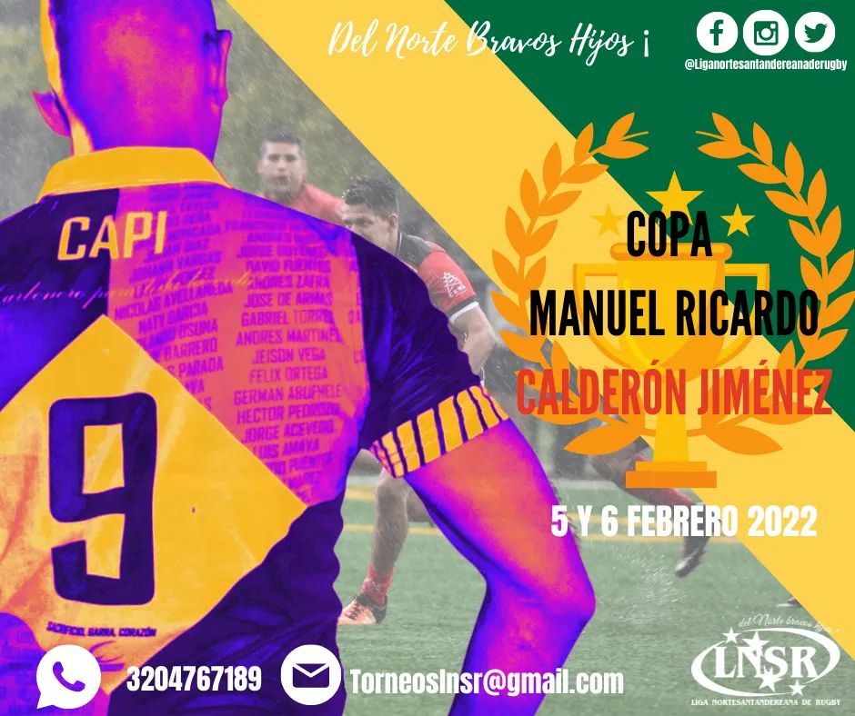 #TorneosLNSR2022

Iniciamos el año con las mejores energías, para afrontar las competencias que se vienen este 2022.

El primero torneo que se va realizar será; la Copa Manuel Ricardo Calderón Jiménez 2022 modalidad de 7's en masculino y femenino mayores, y juvenil M-19.