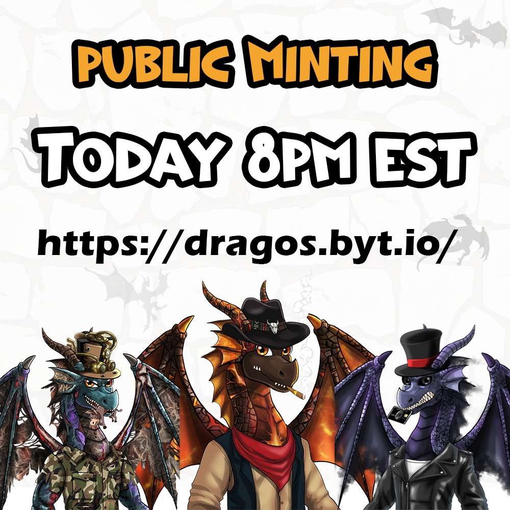 dragosNFT's tweet photo. 3HRS left until we are live for Public Minting!!! 

Only Mint Website:  https://t.co/M5gYH2bHam 

Don’t miss out on @DragosNFT with a dev team previously at Amazon, dev from Neo Tokyo, Rolling Stones NFT and owners of https://t.co/AlN2BYpG0I! https://t.co/qHnVLX0pw0
