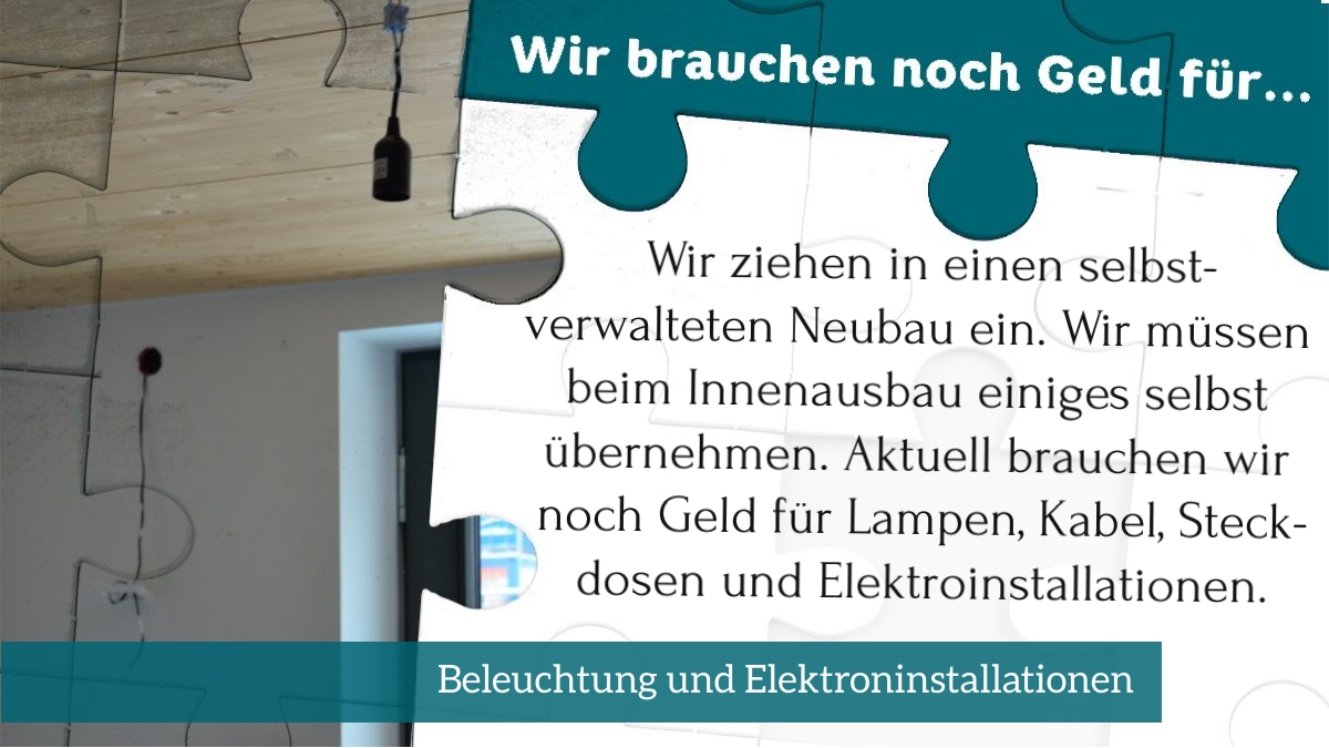 Warum sammeln wir Geld?
Wir eröffnen ein #Stadtteilgesundheitszentrum auf 2 Etagen in einem Neubau. Unsere Arbeit wird u.a. durch Fördermittel finanziert. Manche Dinge können wir davon nicht bezahlen, z.B. die Beleuchtung.
Helft uns und spendet jetzt auf betterplace.org/p93990