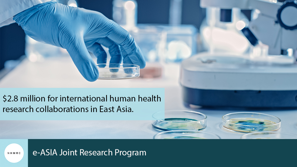 NHMRC (@nhmrc) on Twitter photo #NHMRC welcomes the announcement by @GregHuntMP of more than $2.8 million to support international collaborations in health and medical research through NHMRC's participation in the e-ASIA Joint Research Program. 👉
bit.ly/3rb49E0 #NHMRC welcomes the announcement by @GregHuntMP of more than $2.8 million to support international collaborations in health and medical research through NHMRC's participation in the e-ASIA Joint Research Program. 👉
bit.ly/3rb49E0
