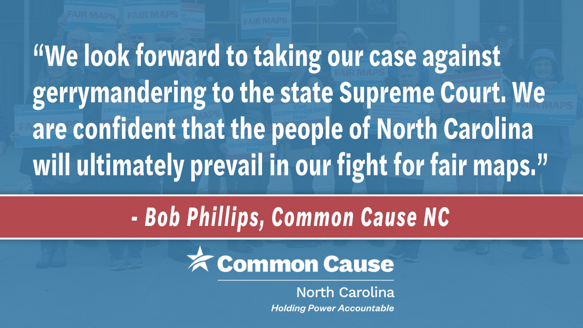 CommonCauseNC's tweet photo. #BREAKING: @scsj, @commoncause vow to appeal 'disappointing' NC redistricting ruling: https://t.co/NcpRqDzZFI

We look forward to taking our case against gerrymandering to the state Supreme Court.

 #ncga #ncpol #NCRedistrictingTrial https://t.co/vpi2vDdzrc