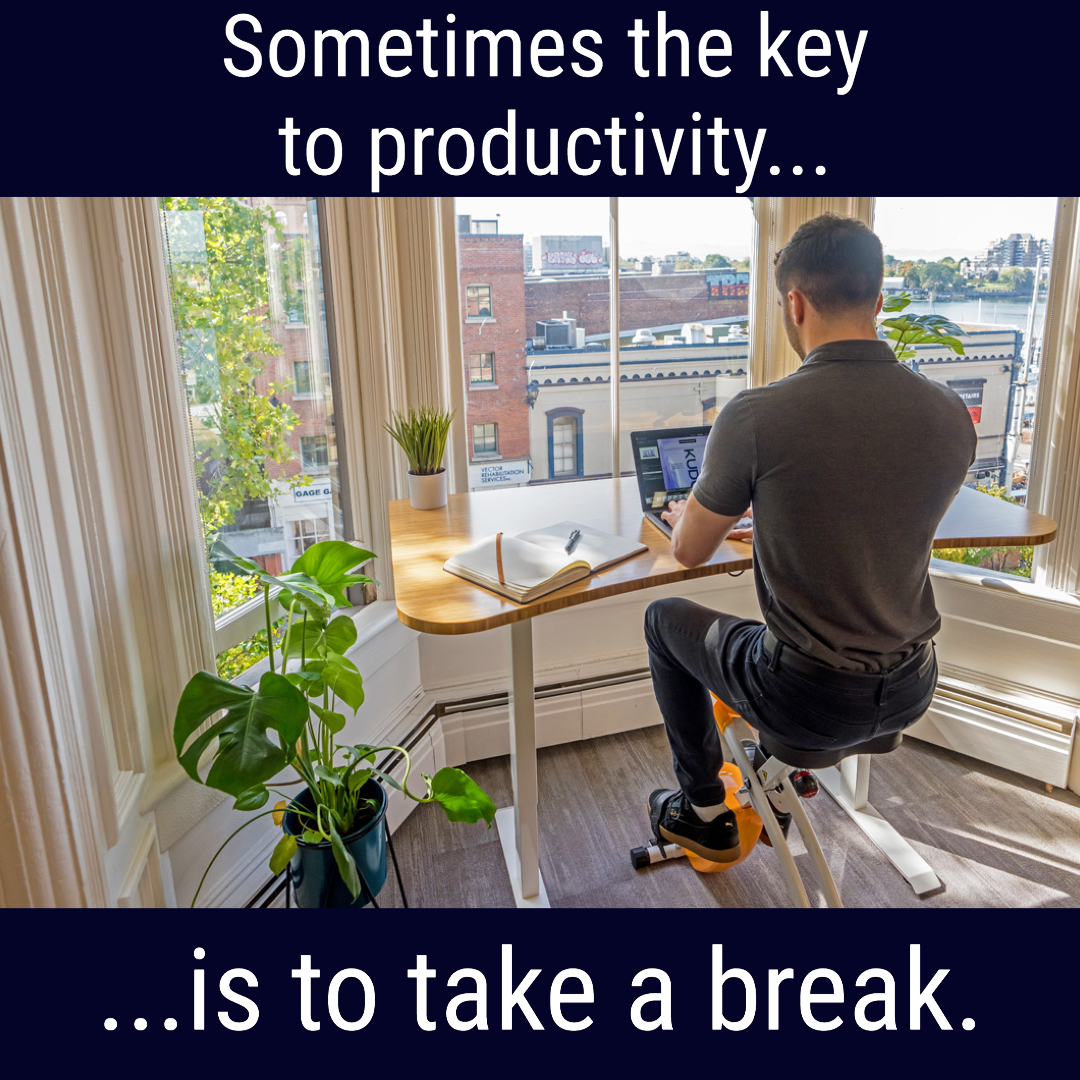 Ergonomyx's tweet photo. Sometimes the key to productivity is to take a break. Does that seem counterproductive? But it's true! Giving your mind and body time to reset between tasks makes you more effective at those tasks in the long run! 

#wfh #productivity #productivitytip #wfhtip https://t.co/C0xUgJASVH