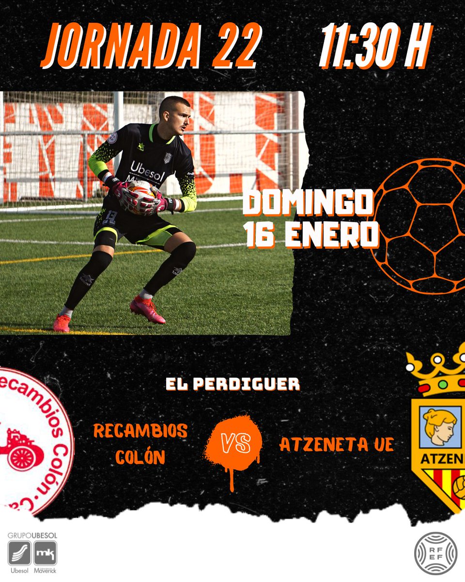 Atzeneta_UE's tweet photo. 🔸️𝗝𝗢𝗥𝗡𝗔𝗗𝗔 2️⃣2️⃣🔸️

🆚️ @cfcolonoficial
🏟 #ElPerdiguer 
🗓 Domingo, 16 de enero 
🕜 11.30 H

• • • 

🔸️𝗝𝗢𝗥𝗡𝗔𝗗𝗔 2️⃣2️⃣🔸️

🆚️ Recambios Colón 
🏟 El Perdiguer
🗓 Diumenge, 16 de gener 
🕜 11.30 H

#UnPobleUnEquip 🧡 https://t.co/P1jJds92bb