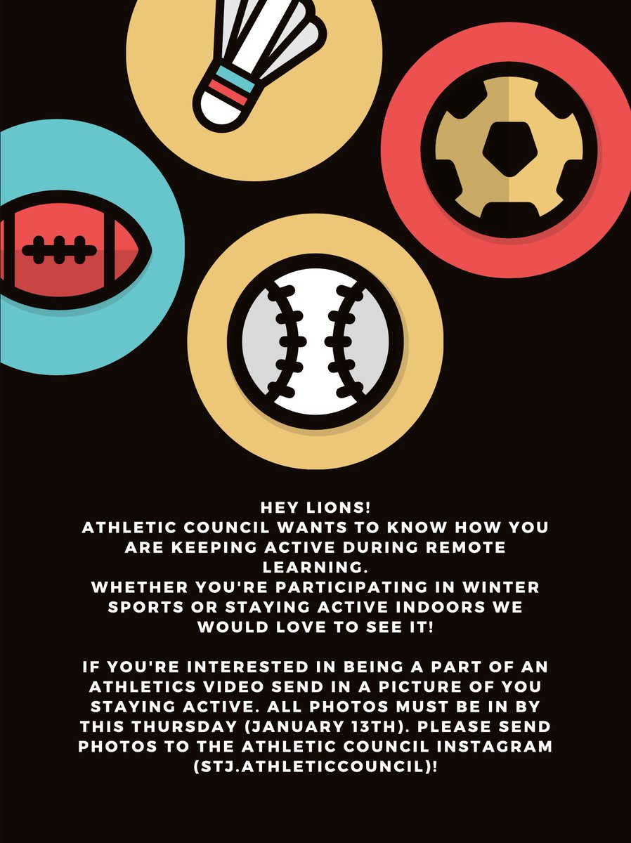 Hey lions, this is a great way to get involved during this online phase. Send in photos to our Instagram by this Thursday!! 🏆

<a href="/lionsnewstoday/">St. James CHS</a>