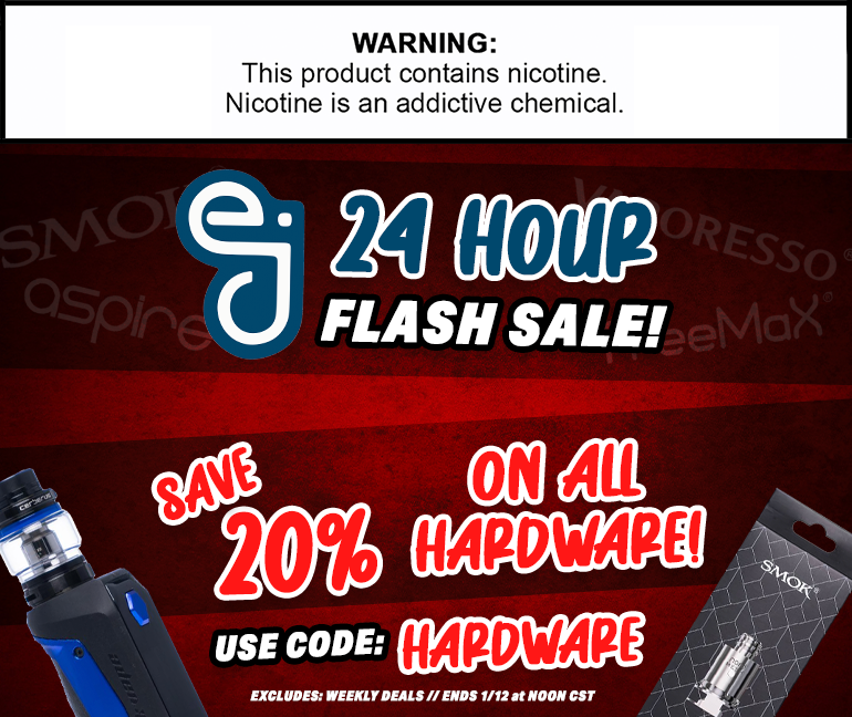 eJuiceDirect's tweet photo. *24 HOURS ONLY*
Shop All Hardware for 20% off! Including Closeout!
.
.
Shop: https://t.co/IxY78DzWFv
.
#no2minors #vape #vapelife #vapenation #vapeporn #vapeon #VapeFam #vapecommunity #vapelyfe #vapetricks #vapestagram #vapers #VapeDaily #vaper #vapelove #vapeshop #vapepics https://t.co/zQBKG3pvqL