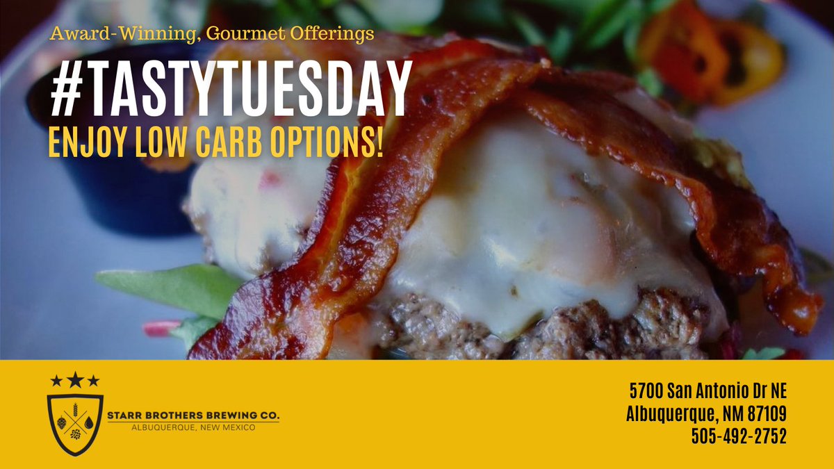 StarrBroBrewCo's tweet photo. TASTY TUESDAY - Paleo and Keto Options to help you stick to your New Year's Resolutions! We offer wine and cocktails as well. 🍷🍹🥃🍹🍺⭐️  #craftbeer #nmbreweries #abqbreweries #keto #paleo #nmbeerlove #bestbreweryABQ  #drinklocalabq #TastyTuesday https://t.co/YsvCD5RVdD https://t.co/kGAKTRl7Ai