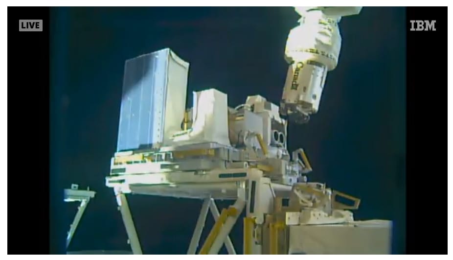 satlantis_'s tweet photo. Another noteworthy step for iSIM-90! Today the robotic arm of the #internationalspacestation has installed the STP-H7 platform experiment that hosts our camera iSIM-90 on the European Laboratory Columbus of the ISS, where it's ready to start operations 🌍📷 https://t.co/6MIlBatJ9t