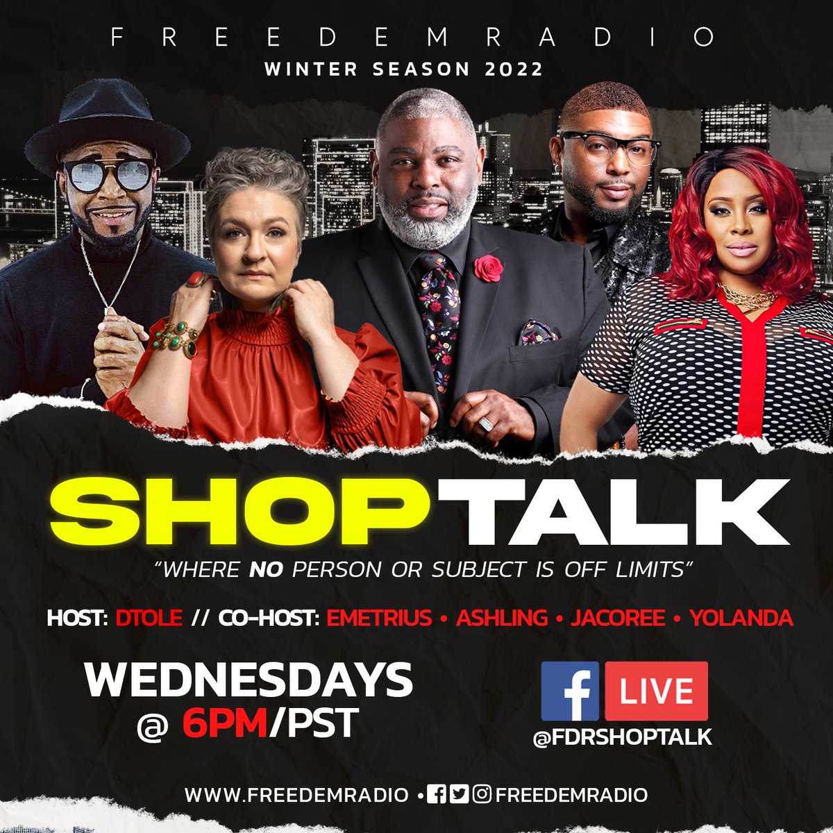 Tune in on Wednesday evenings 6pm PST(9pm EST)