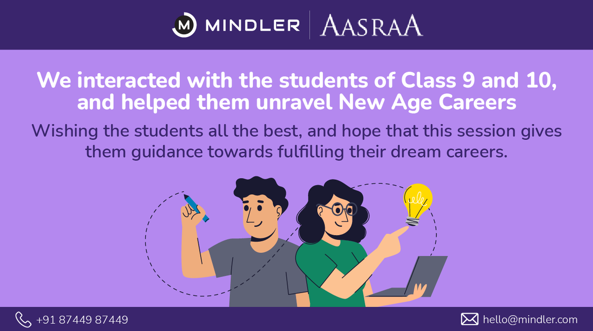 mindlercareers's tweet photo. We had a session with Class 9 and 10 students from the Aasraa Trust (@AasraaTrust) last week and here are some glimpses from it. The online session was about the new age careers that aimed to give them insights into various career options that are available today.
#aasraatrust https://t.co/qoTsrhMe4m