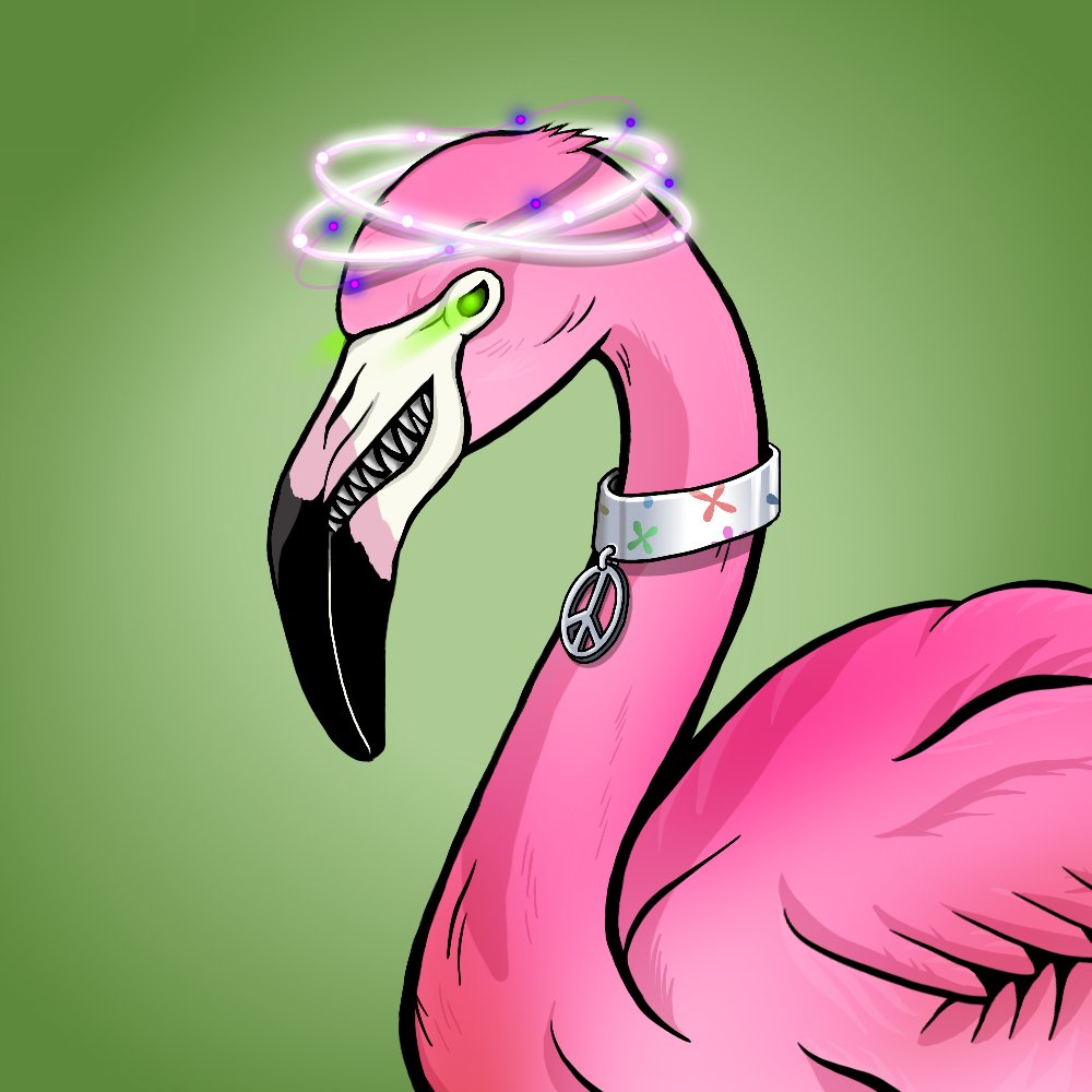 Solmingo of the day 🦩#NFT 

Rarity 💎
Background: Uncommon
Skin: Common
Beak: Ultra-rare
Eyes: Ultra-rare
Body: Abnormal
Head: Ultra-rare

Fun fact 🔥
First appeared at Woodstock, thought to be an imagined nightmare from drug users, unfortunately, this was not the case 
#NFTs