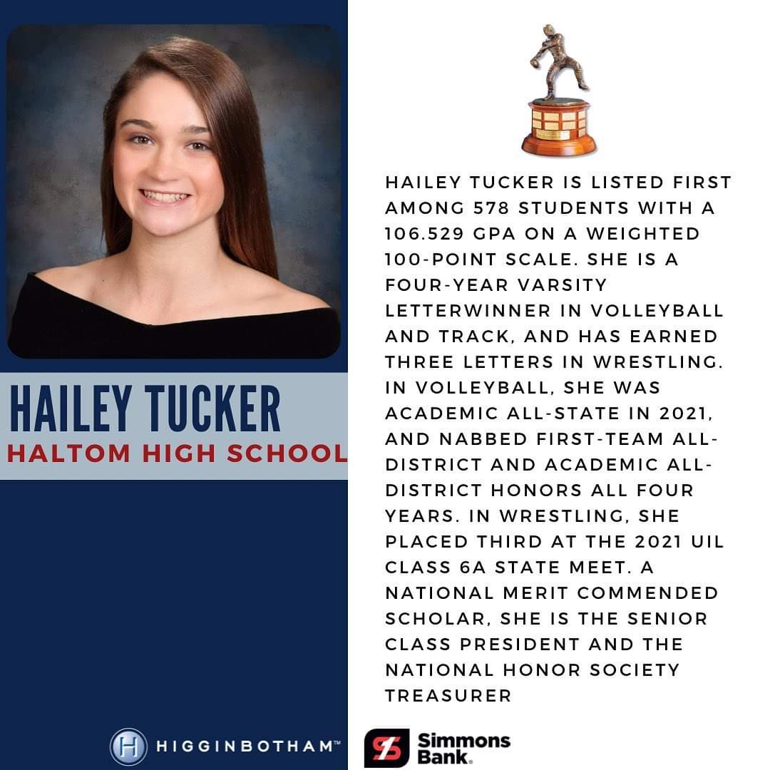 Coach_JWTucker's tweet photo. Congrats to Hailey Tucker on being one of only 5 finalist for the Davey O'Brien High School Scholarship!
#HaltomFamily #DoItAll #WorkOverWish #TuckerFamily https://t.co/n7LE0DzaDv