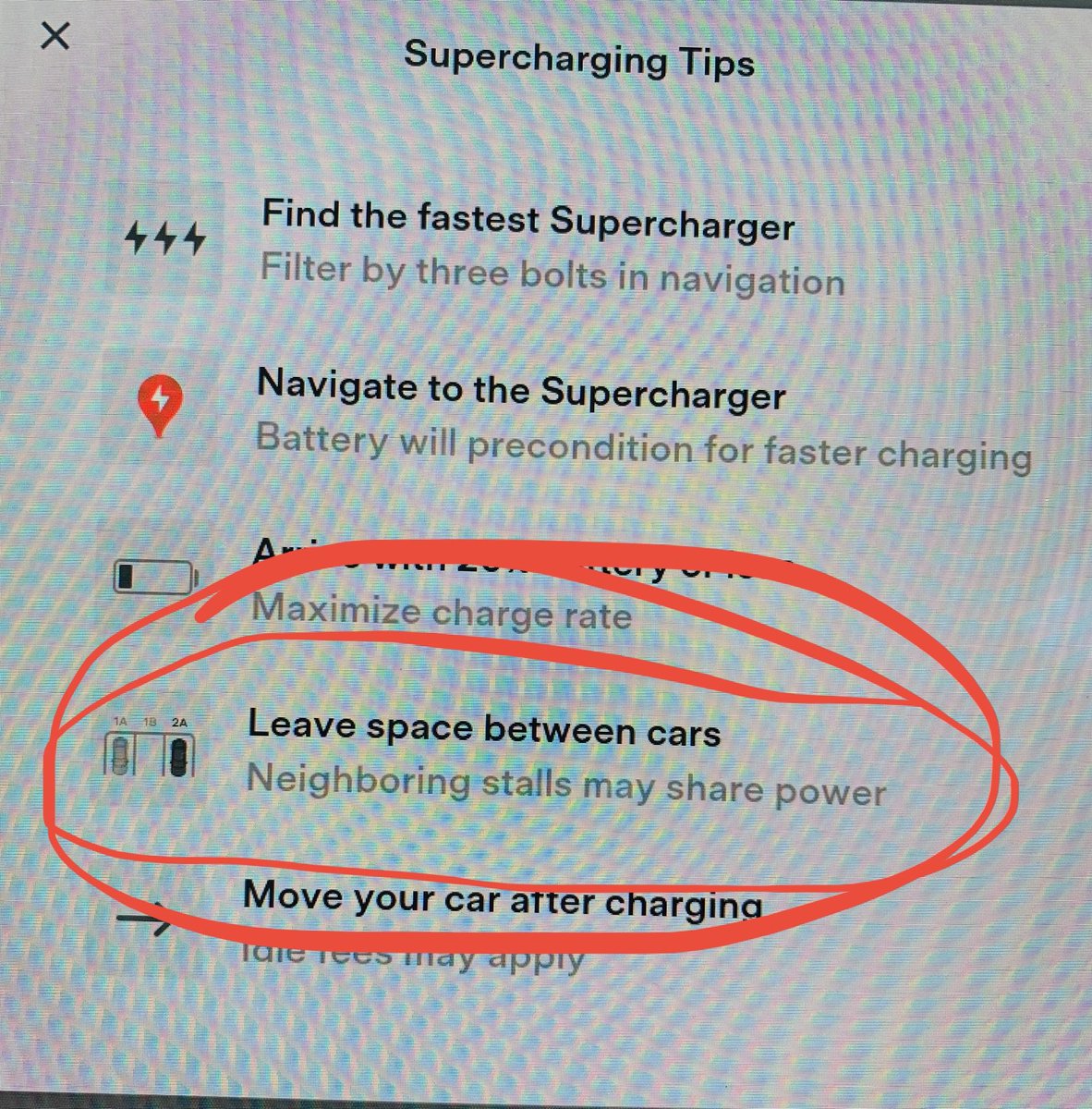 Tip for charging….don’t crowd your friends if you don’t have to… ⁦@teslaownersSV⁩ #teslacommunity