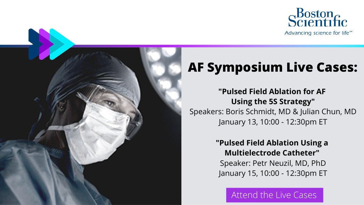 BSCCardiology's tweet photo. #AFSymposium2022 Attendees: Interested in Pulse Field Ablation? Add these two live cases to your schedule…

1/13: 10am ET 
1/15: 10am ET 

https://t.co/cJzOt5XqEa https://t.co/pVEGYw2Qg4