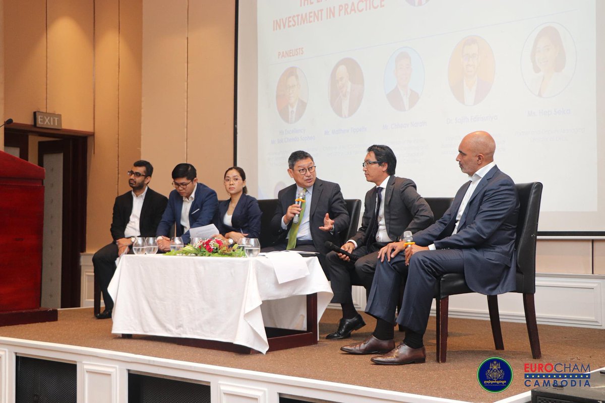 Speaking at Seminar on Investment Law hosted jointly with EuroCham, Minister Sok Chenda Sophea highlighted the importance of creating an enabling investment climate while mitigate the impact of COVID-19 pandemic and meeting with the growth of Industrial 4.0 (4IR)