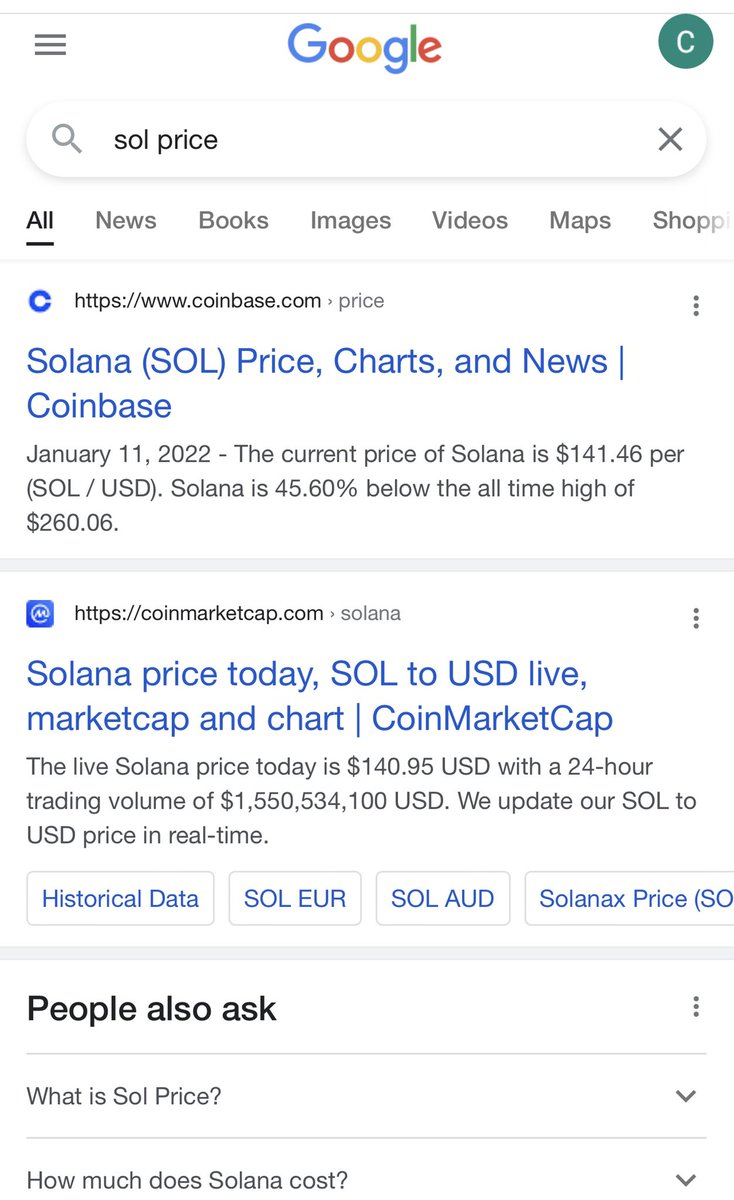 ChrisBloomstran's tweet photo. This is it. We have reached peak insanity. A Google search of, “Sol Price,” founder of FedMart and Price Club (Costco), mentor to Jim Sinegal, and retailing legend, turns up a page and a half of the price for Solana, evidently some 3rd-rate cryptocurrency. The world has gone mad. https://t.co/DFbB33nvOJ