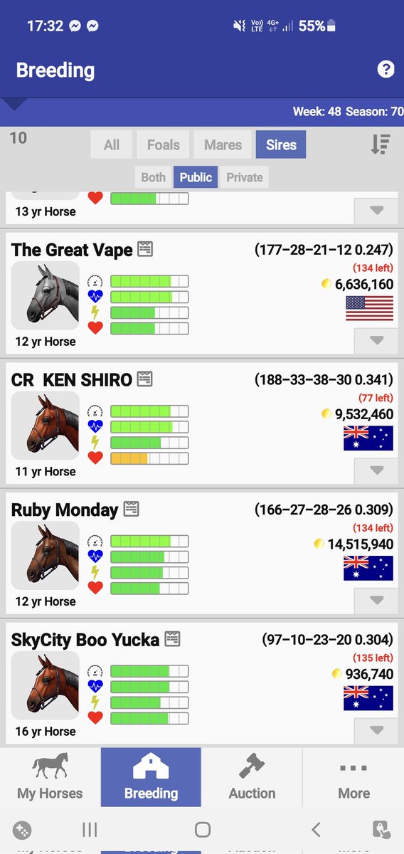 My studs in NZ all next season. Priced 2009 to 15,000 per. <a href="/AndPacing/">Off and Pacing</a> <a href="/Pluggersplodde1/">PluggasploddersOAP</a> <a href="/Gerry86094228/">Gerry</a> <a href="/PalmAirStables/">PalmAirStables🐴</a>