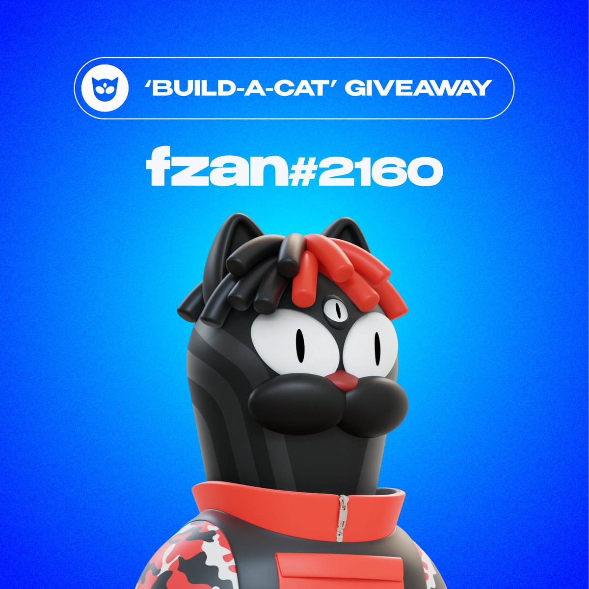 CatPeopleNFT's tweet photo. A BIG congratulations to @fansnyajisoo for winning the 2nd Build-A-Cat Giveaway! 👊😼🔥 

Super stoked to have built this awesome cat out together! Join the discord to participate in the next Build-A-Cat Giveaway! 😺🎊

https://t.co/0zMywxsuR6

#NFTGiveaway #NFTs #NFTCommumity https://t.co/VwkDlcfqkt