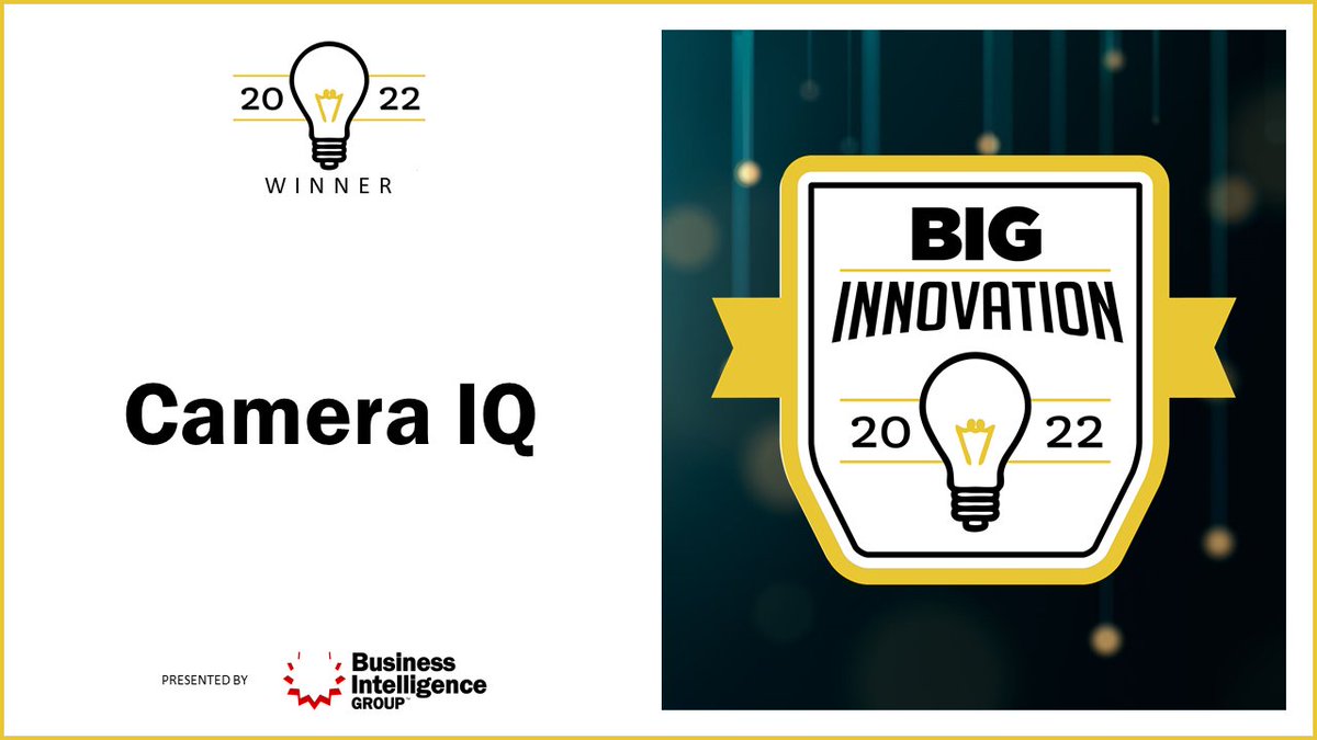 cameraiqco's tweet photo. Camera IQ is thrilled to be recognized by the #biginnovationawards as a winner in bringing new technology to life within their ‘Products’ category! Thank you to Business Intelligence Group for selecting us for this achievement alongside so many top innovators and companies. https://t.co/6QF8QIPEW5