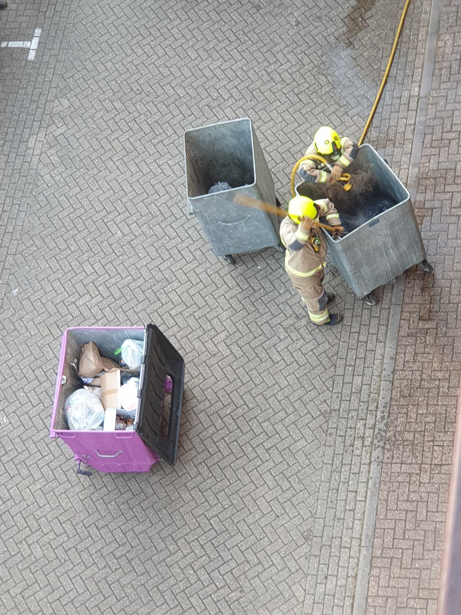 Just looking back in my camera roll... this is what happened on 20 May 2020. Some f*****g idiot put a still lit disposable BBQ into our communal bins. Which caught on fire. I was supposed to still be on Crete on holiday... *sigh* https://t.co/ciULQoiCxA