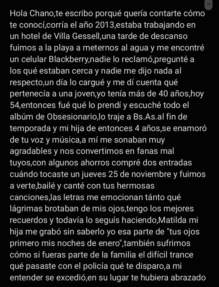 adorestaron's tweet photo. mi papá le escribió a chano el mensaje más hermoso del mundo. no saben lo que daría para que lo vea, a el le haría muchísima ilusión @CHANOTB me caen las lágrimas 😭💘 https://t.co/IEHbgHYZ4W