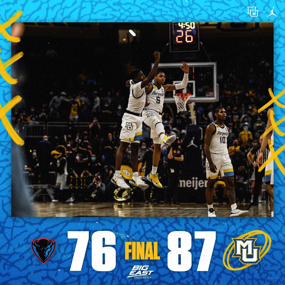 MarquetteMBB's tweet image. Win for one another!

#MUBB | #WeAreMarquette