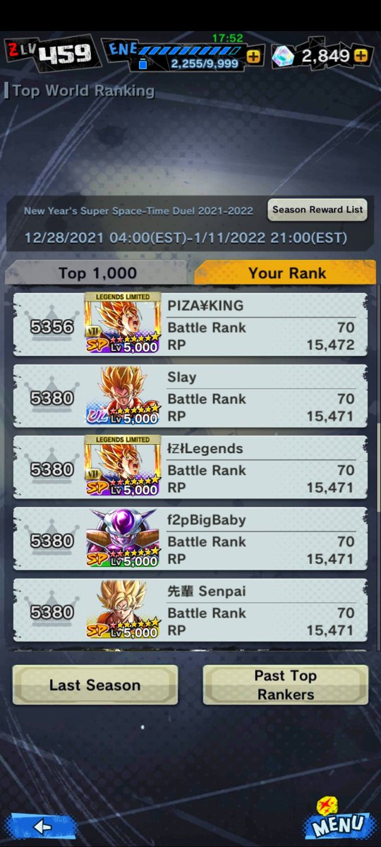 Legends_MARC22's tweet photo. Mi rank antes del mantenimiento!
@DB_Legends @db_legends_jp #DBLegends #FixPvP #FixMatchmaking https://t.co/AMaNJa6Flm