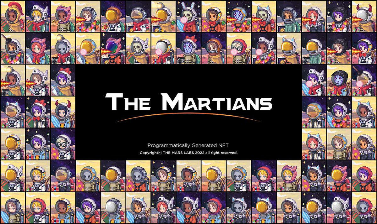 🧑‍🚀Hello, Martians!

The Martians NFT Whitelisting starting today!

Don't miss your chance to get in early on this #Martians #NFT
📢 12th JAN, 2022 ~ 28th JAN, 2022 (24:00 KST)
Click the link 👉 marscompany.co

🚀 TO THE MARS!
#TheMarsGo #Whitelist #Metaverse #Minting